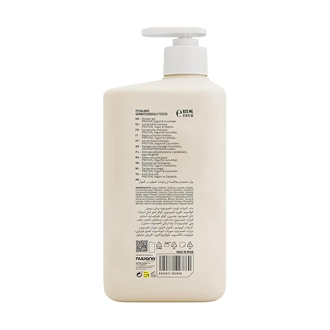 Dicora Urban Fit Shower Gel - Body Wash Women and Men - Refreshing and Hydrating Body Wash with Silky Lather - Protein Yogurt and Cucumber - 27.8 oz