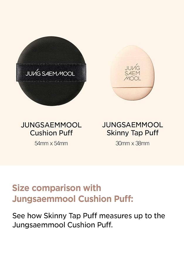 JUNG SAEM MOOL Skinny Tap Puff 3pcs, Mini Precision Puff for Concealer and Touch-Up, Ultra-Slim Fitting Makeup Sponge for Seamless Coverage Around Nose Eyes Lips, Korean Beauty Tool