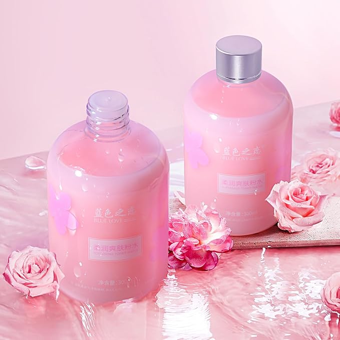 BLUE LOVE Pink Toner for Face - Hydrating & Soothing Water Formula with Hyaluronic Acid, Refines Pores, Balances pH, Gentle for Daily Use on All Skin Types