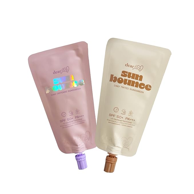 Dear Face Sun Bounce Daily Sunscreen Twin Pack with Dewfense® Technology - Broad Spectrum UVA+UVB Protection (30ml x 2) (Daily Defense & Daily Tinted 30ml x 2, 50, Sun Protection Factor (SPF))