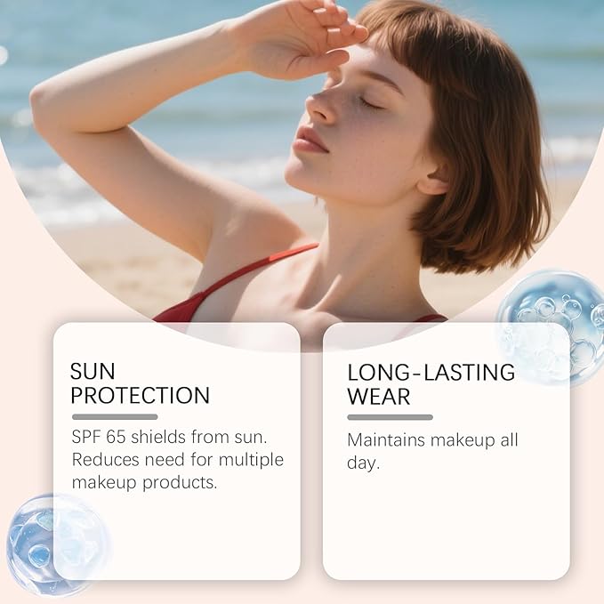 Bb Cream Foundation, Spf 65+ Makeup, Nourishing Foundation with Moisturizing Formula, Cosmetics with Lightweight Coverage, Beauty Products, Bb Cream for Summer Swimmers Athletes Travel
