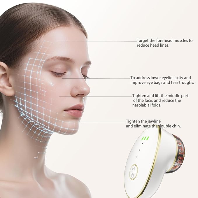 3 IN 1 Lymphatic Drainage Massager Contour Face Cupping Red-light Skin tightening facial tool Double Chin Reducer
