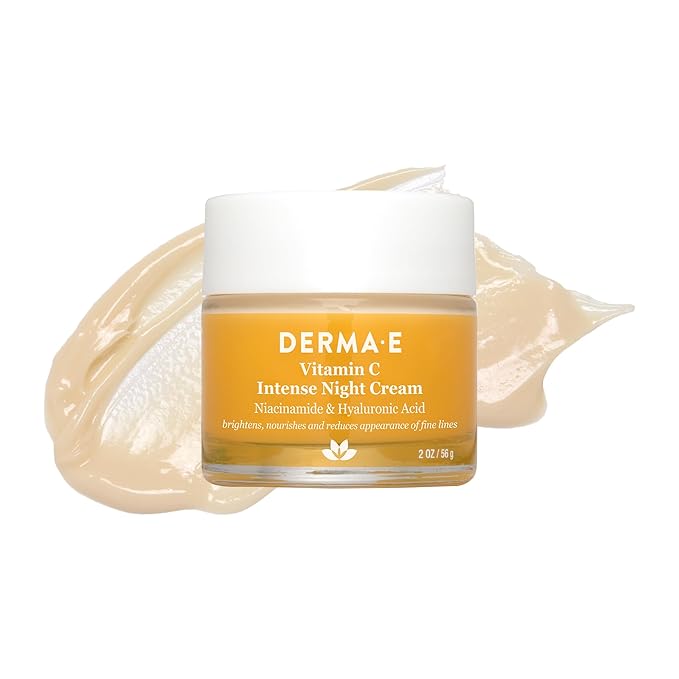 DERMA-E Vitamin C Intense Night Cream, 2 Oz, Brightening and Hydrating Facial Skin Renewing Cream, Anti-Aging Overnight Face Moisturizer for Skincare and Youthful Radiance