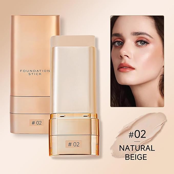 Luminous Dual-ended Concealer Foundation Stick, Korean Foundation Stick, 2-In-1 Contouring Foundation Full Coverage Cream Built-In, Flawless & Long-Lasting Dual-Ended Foundation Stick (#02)