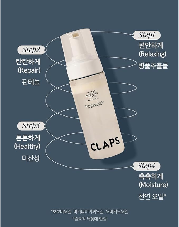 CLAPS Serum Blending Toner 4.90 Fl oz - Moisturizing|Mildly Acidic pH|Hypoallergenic|Vegan