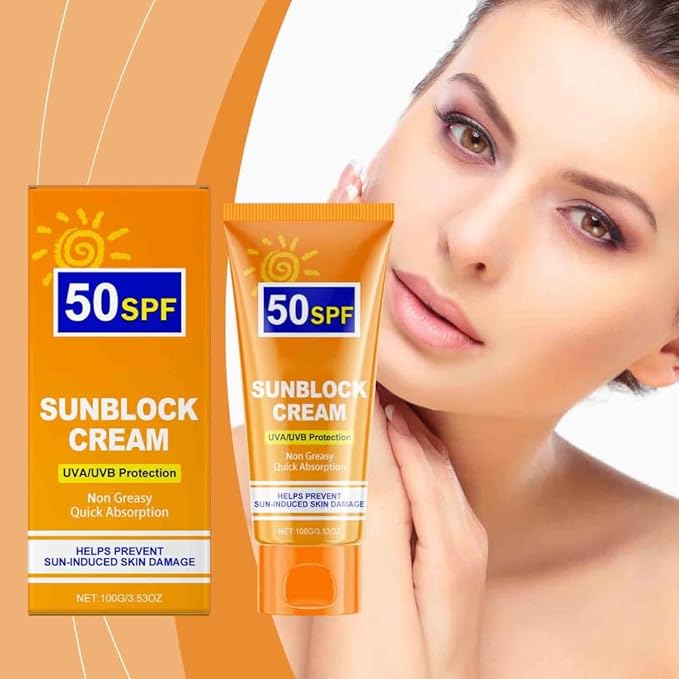 2PCS Facial Body Sunscreen SPF50 Whitening Sun Cream Broad Spectrum UV Protection Hydrating Anti-Aging Sunblock Skin Protective Cream