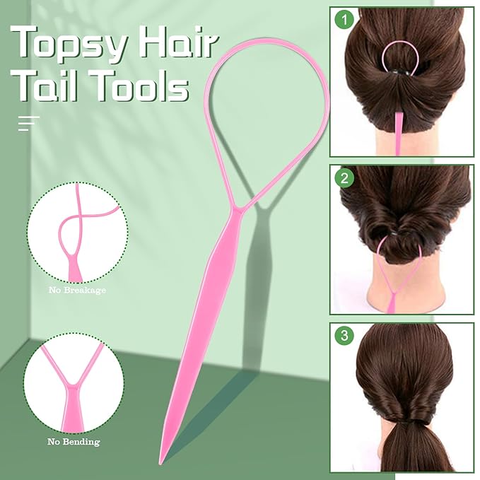 IKOCO Hair Tie Set, 1505 Count Colorful Elastic Hair Rubber Bands with Topsy Tail Hair Tools, Rat Tail Comb and Hair Clips for Women Hair Styling