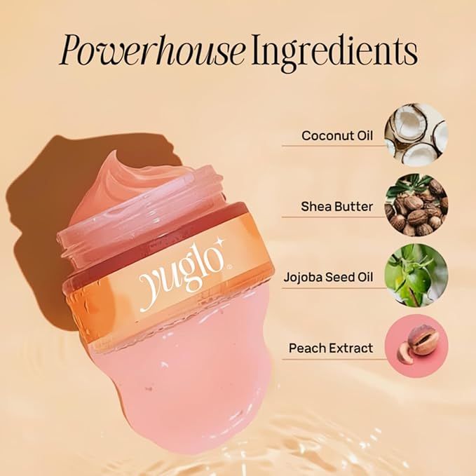 YUGLO Lip Sleeping Mask | Peach Flavor | Hydrating & Soothing Lip Treatment for  Dry, Chapped Lips | Plumps & Moisturizes | Overnight Lip Repair