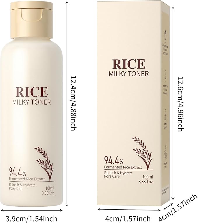 Milky Rice Toner for Face, Rice Toner Korean Facial Deep Hydrating Toners with Oryza Sativa Bran Extract Glow Glass Skin Moisturizing Soothing Sensitive Skin 3.38 Floz