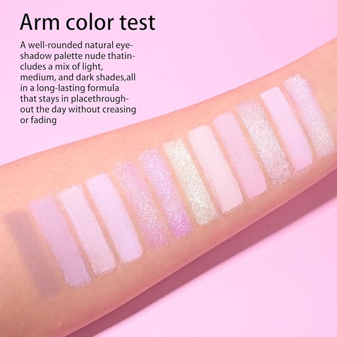SUAKE Nude Pink Eyeshadow Palette, Matte & Shimmer, High Pigmented 12 Colors Brown Purple Eye Shadow Primers for Eye Makeup, Korean Powder Palet de sombras de ojos (05# Cotton Candy)