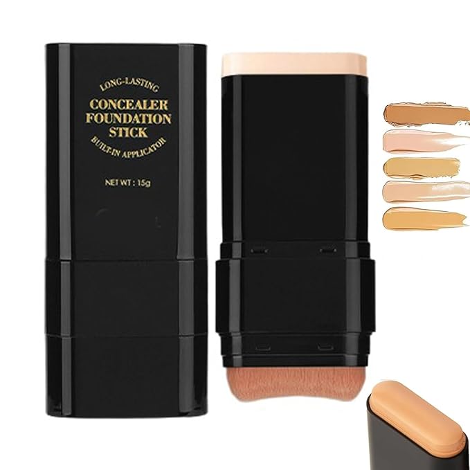Concealer Foundation Stick, Dual-Ended Eraser Foundation Stick Conceal & Highlight, With Built-In Brush, for All Skin Types (IVORY)