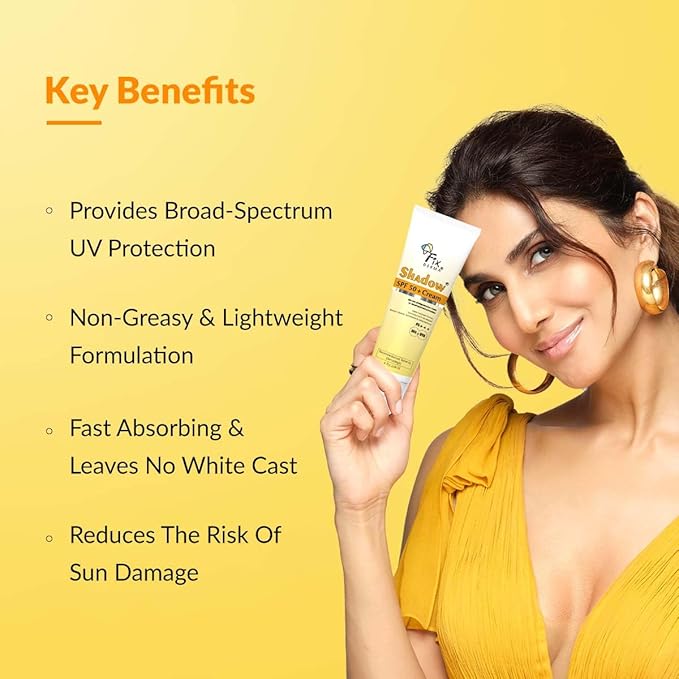 Fixderma Shadow SPF 50+ Cream | Sunscreen for Face | Sunscreen SPF 50 | Skin Sun Protection | Broad Spectrum Sunscreen for UV Protection Suitable for All Skin Types - 2.64 Fl Oz