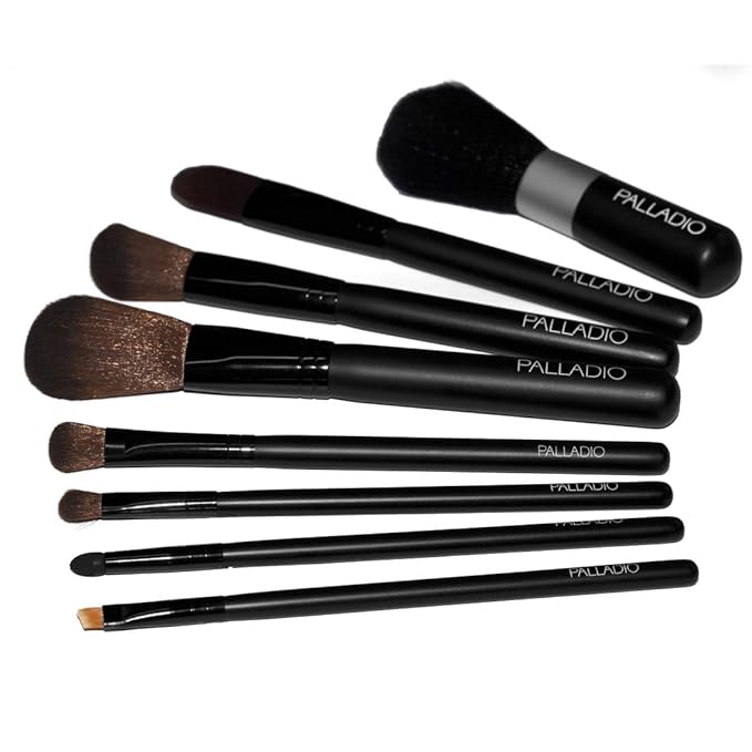 Palladio Angle Liner Brush, Tapered Makeup Brush, Precise Definition, Short, Stiff Brush, Perfect Detail, Flawless Straight Lines, Smooth Finish, Synthetic Natural Bristles, Comfortable Grip