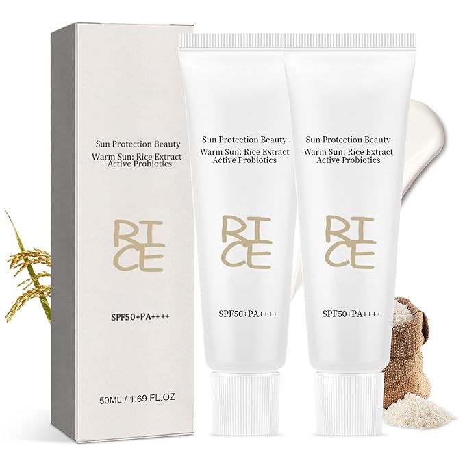 2PCS Relief Sun Organic Sunscreen SPF50+,Rice and Probiotics PA++++Korean Cream Care | Korean Skin for All Skin Types | UV Defens Nourishing Skin Protection