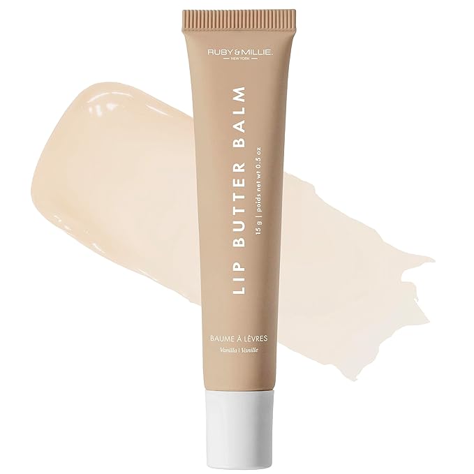 Ruby & Millie Tinted Lip Balm Vanilla - Hydrating Vanilla Lip Balm - Moisturizing Lip Butter Balm Treatment - Glossy Vegan Lipbalm 0.5 Oz