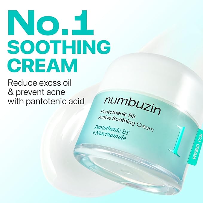 numbuzin No.1 Pantothenic B5 Active Soothing Cream | Remove sebum and skin troubles, Pantothenic acid, Korean Skincare Gift for Women | 2.70 fl oz