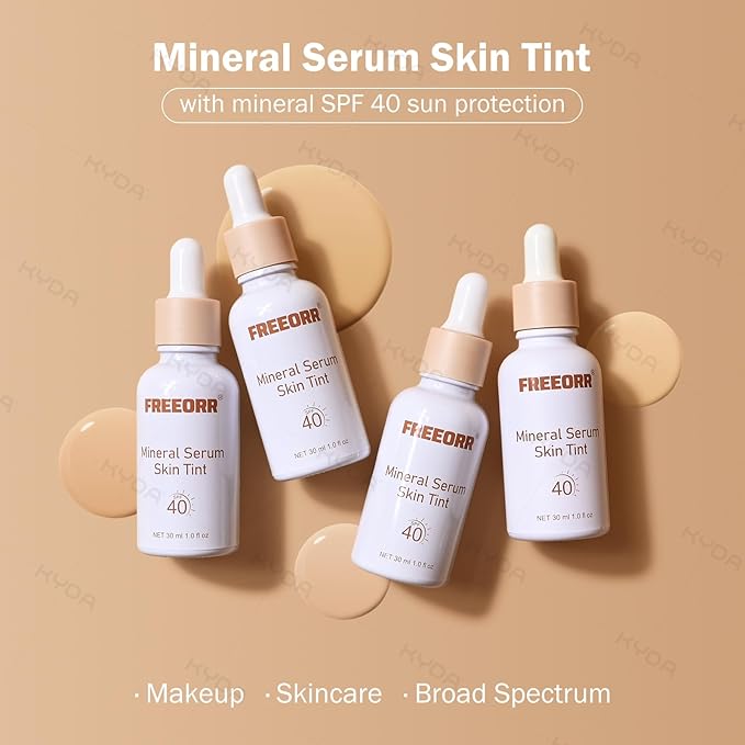 KYDA Skin Tint with SPF 40, Tinted Mineral Sunscreen Serum with Zinc Oxide,Tinted SPF Serum Foundation,Long Lasting Buildable Coverage like Foundation-1 Fl Oz, Classic Ivory