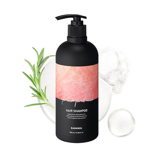 Korean Shampoo with Rosemary – Sulfate, Silicone & Paraben-Free Scalp Care Formula, Strengthens, Hydrates & Refreshes Hair w/ Proteins & Botanical Extracts – Peach Floral Musk, 500ml / 13.5 fl oz