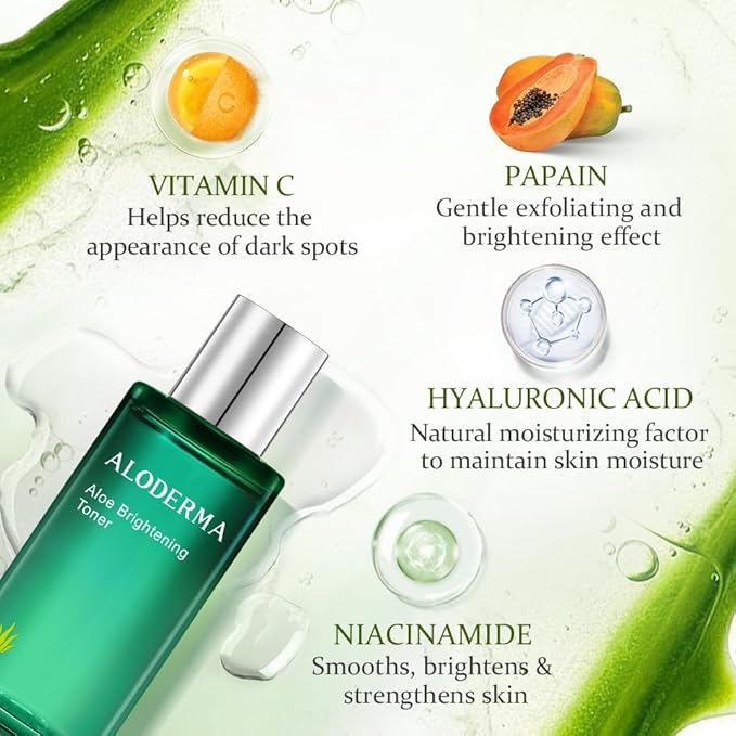 Aloderma Aloe Vera Toner Set, 2 Pieces - Hydrating, Brightening Toners