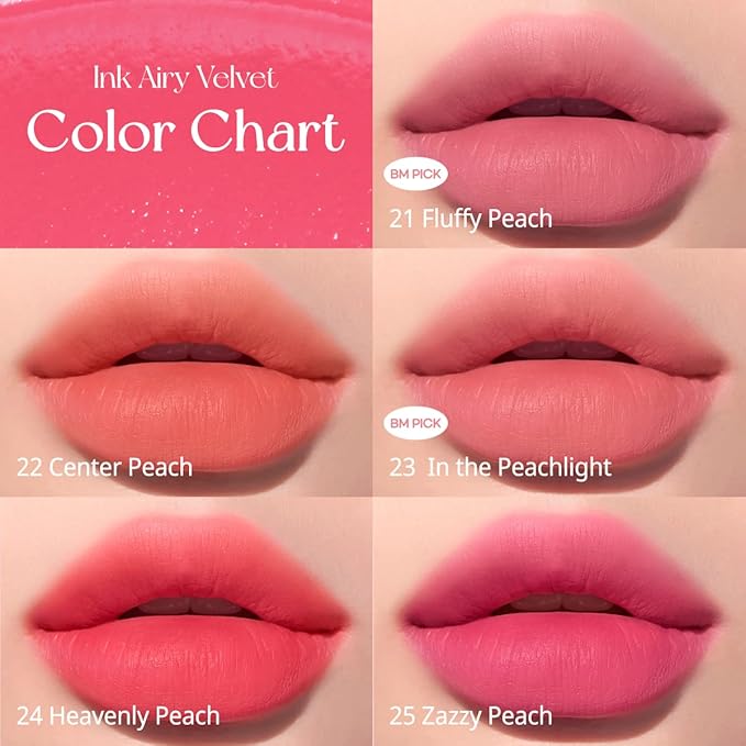 Peripera Ink Airy Velvet Lip Tint | High-Pigmentation, Lightweight, Soft, Moisturizing (025 ZAZZY PEACH)