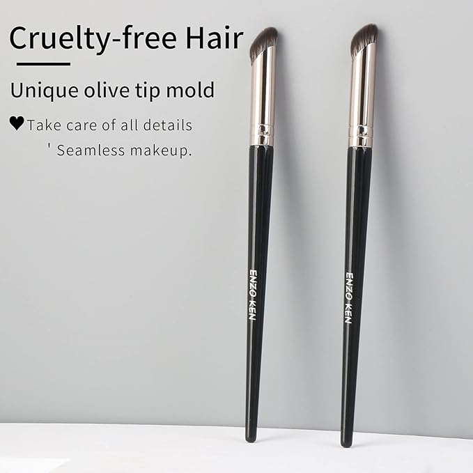 Angled Concealer Brush Under Eye, Concealer Brush, Small Nose Contour Brushes, Nose Brush Contour, Nose Brushes Angle, Small Concealer Brushes, Angled Makeup Brush - Black, 8M02
