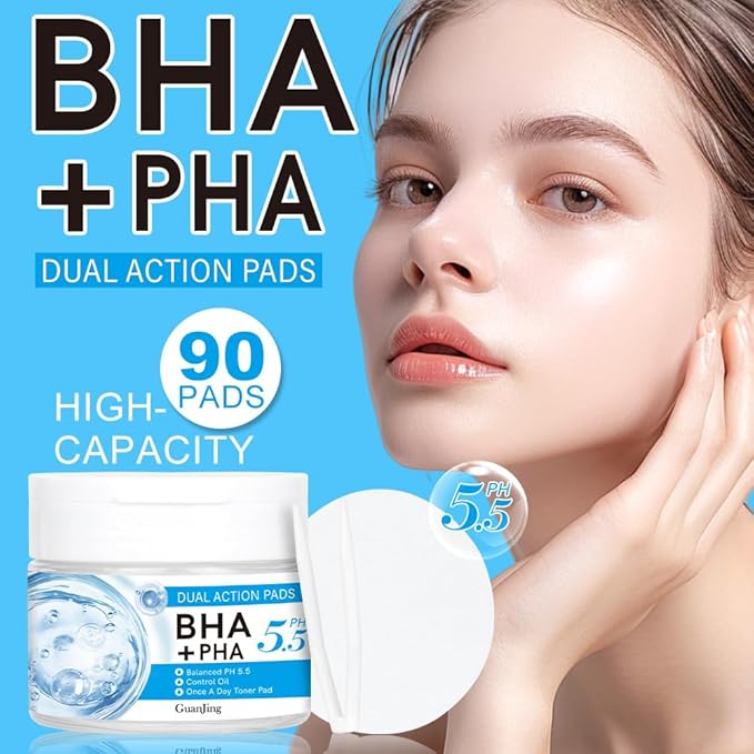 BHA + PHA Toner Pad, 90 Pads Zero Pore Pad, Natural Hydration Hyaluronic Acid & Centella Sheet Masks with Peony – Facial Pads for Glowing Skin