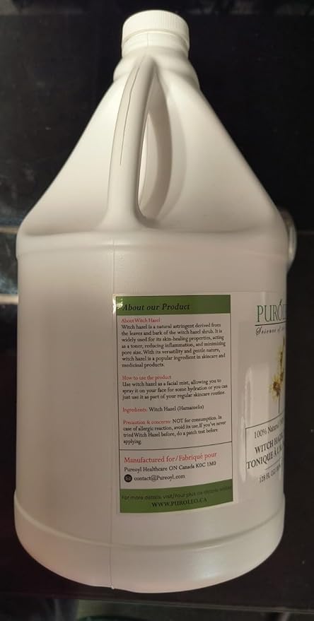 PUROLEO Witch Hazel Toner 128 Fl Oz/3784 ML (Packed in Canada) Refresh and Revitalize Your Skin with | Premium Bottle | Luxury Skin Care Toner | Facial Toner for Postpartum & Skincare