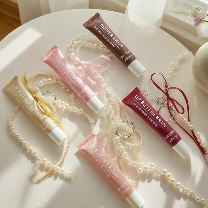 SAM SUGAR Lip Balm with Keychain Hydrating Tinted Lip Gloss, Moisturizing Lip Butter Balm with Natural Shine, Non-Sticky Lip Care for Dry Lips (Berry)