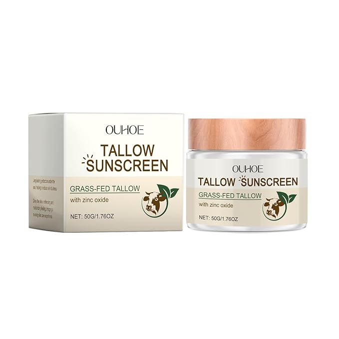 AMALIA Grass-Fed Tallow Sunscreen with Zinc Oxide and Titanium Dioxide, UV Protection and Moisturizing, 1.76oz