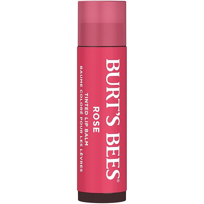 Burt's Bees Easter Basket Stuffers, Lip Tint Balm with Long Lasting 2 in 1 Duo Tinted Balm Formula, Color Infused with Hydrating Shea Butter for a Natural Looking Buildable Finish, Rose (2-Pack)