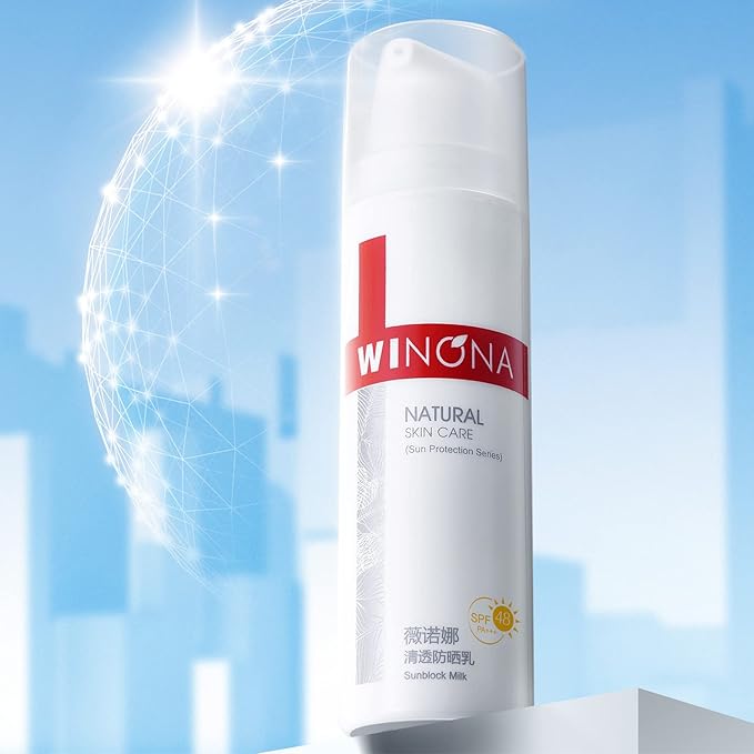WINONA SPF 48+++ Face Sunscreen Lotion, Skin Soothing Sunblock Milk for Sensitive and Dry Skin, Enriched with Portulaca Oleracea, Lightweight, Gentle, and Moisturizing, 1.76oz