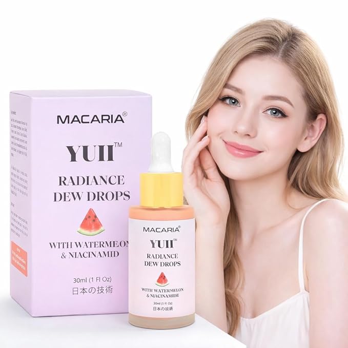 YUII Dew Drops Glow Niacinamide Watermelon Toner - Face Serum with Vitamin E & C Skin Care Facial Toner, Plump, Smooth, Moisturize (Japanese Recipe)