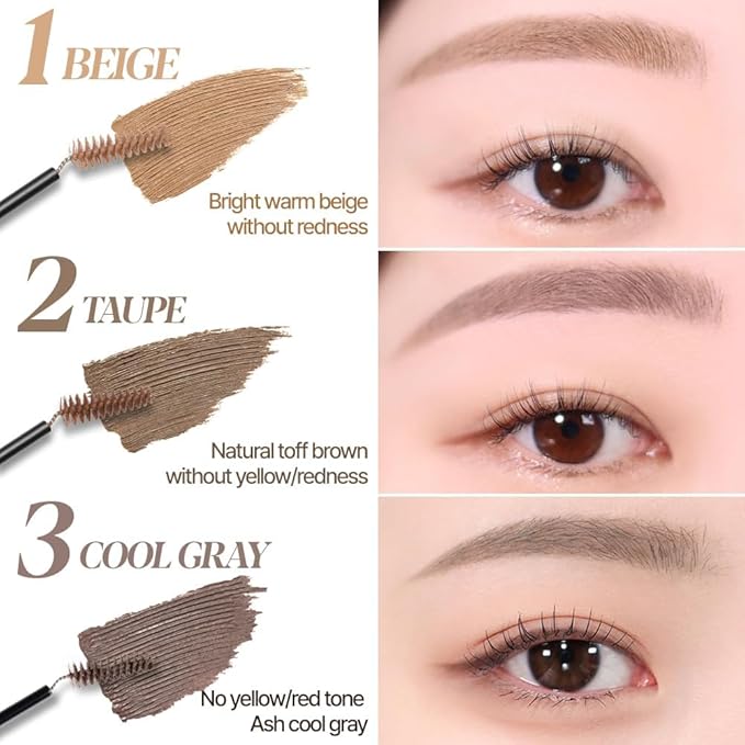 Espoir The Brow Color Fixing Cara #6 Rosy Brown | Easy Fixing without Clumping with Skinny Brush, Long-Lasting & Smudge-proof Eyebrow Mascara, Soft Mood Coloring Tinted Gel, Korean Makeup, 0.1 Fl Oz.