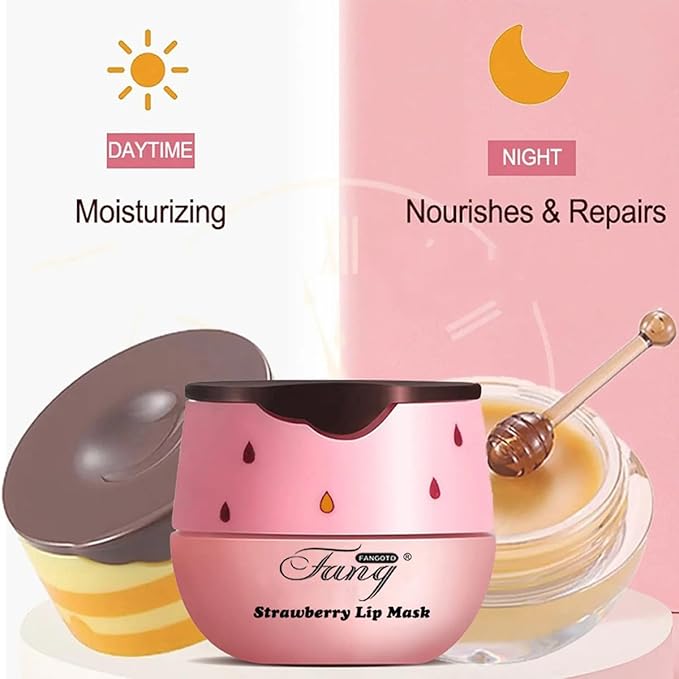 4 PCS Bee Lip Balm Honey Pot,Lip Mask Propolis Moisturizing,Prevention Dry and Cracked Lip Scrubs Exfoliator Lip Wrinkle Skin Care Products (Honey & Cherry & Mint & Strawberry)