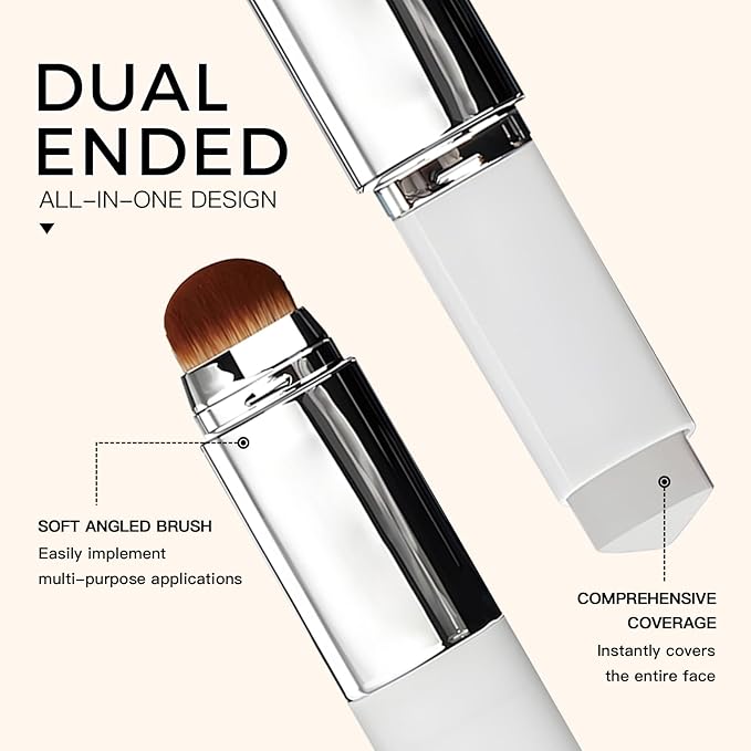 Color Changing Foundation Stick- Korean Color-Changing Foundation Stick with Volufiline - Medium to Full Coverage Dewy Finish Base Makeup - Dual-Ended with soft Brush, Portable for Daily Use-Natural