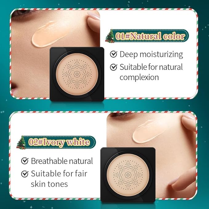 Air Cushion CC Cream Foundation Makeup, BB Cream Makeup, Color Correcting CC Cream, Tattoo Cover Up Makeup, Natural Full Coverage Foundation, Moisturizing Concealer Brighten,Even Skin Tone #01 Lvory