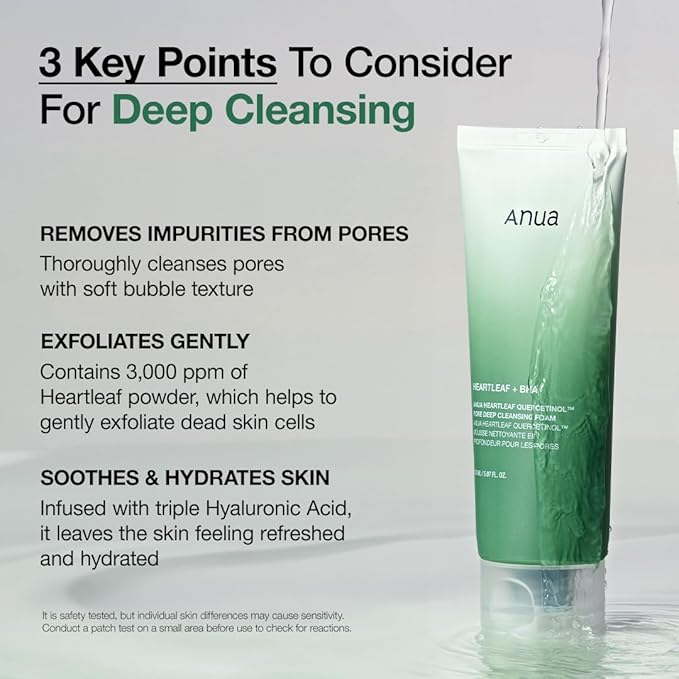 ANUA Pore Care Must-Have Duo, Heartleaf Quercetinol Deep Cleansing Foam & Azelaic Acid 3 CICA Skin Clarifying Toner, Pore Cleansing & Redness Care for Sensitive Skin, Korean Skincare
