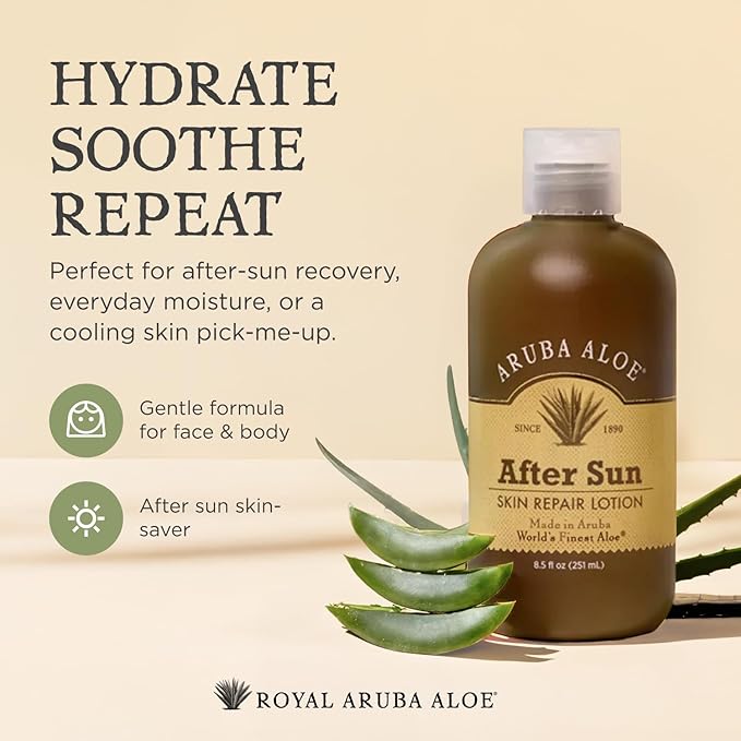 Aruba Aloe After-Sun Skin Repair Lotion - Hydrating and Soothing - Enriched with Aloe Vera - 2 oz Tube