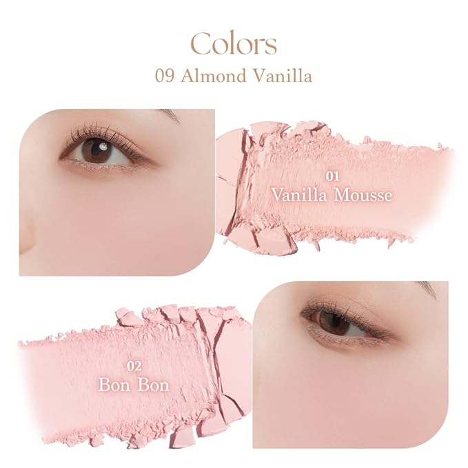 Dasique Blending Mood Cheek #09 Almond Vanilla | 4 Blendable Shades in Lightweight Smooth Powder | Vegan | Blush