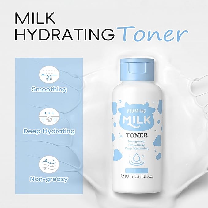 Milk Toner - Hydrating & Refreshing Toner for Face,Soothes Skin, Locks in Moisture, Reduces Redness,Made Without Dyes or Alcohol, Hypoallergenic,Suitable for All Skin Types 3.53 OZ