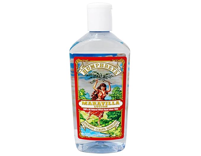 Humphreys Witch Hazel, Astringent and Calming Lotion with 100% Natural Witch Hazel, Helps in Remove Dirt, Skin Softener, Anti-inflammatory Properties, Soothes Redness and Irritation, 16 Fl Oz, Bottle.
