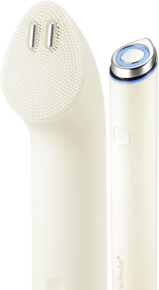 medicube Mini Booster Pro Plus Cleansing Device Set | 2-in-1 Facial Cleansing, Skincare Device | Pore, Makeup, Excess Sebum Care | Portable Skincare Booster with 3 Modes | Korean Facial Device, Beige