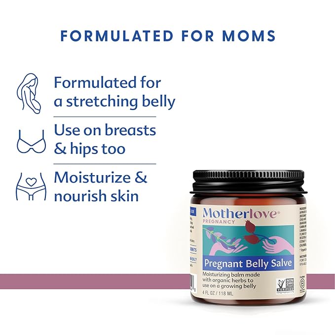 Motherlove Pregnant Belly Salve (4 oz) Moisturizing Balm to Use on Growing Belly—Non-GMO & Organic Herbs (Pack of 2)
