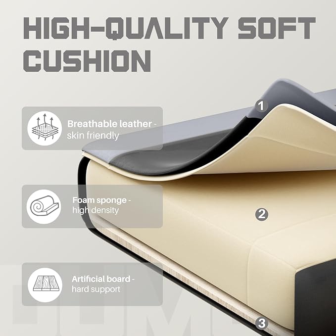 NEWBULIG Gaming Chair with Footrest – Ergonomic High-Back with Lumbar & Headrest Support, Comfy PU Leather Recliner with Linkage Armrests, Adjustable Height, 360° Swivel, Grey