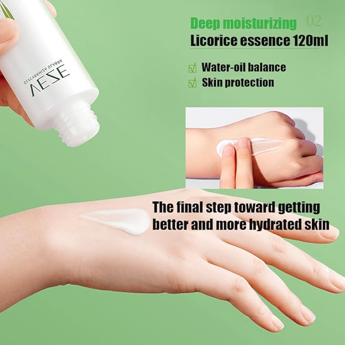 Glycyrrhiza Glabra Licorice Essence Set – 2 Pack Hydrating & Brightening Skincare – Moisturizing Toner & Essence for Dry, Dull Skin – Soothing, Radiant Complexion (2 x 120ml)