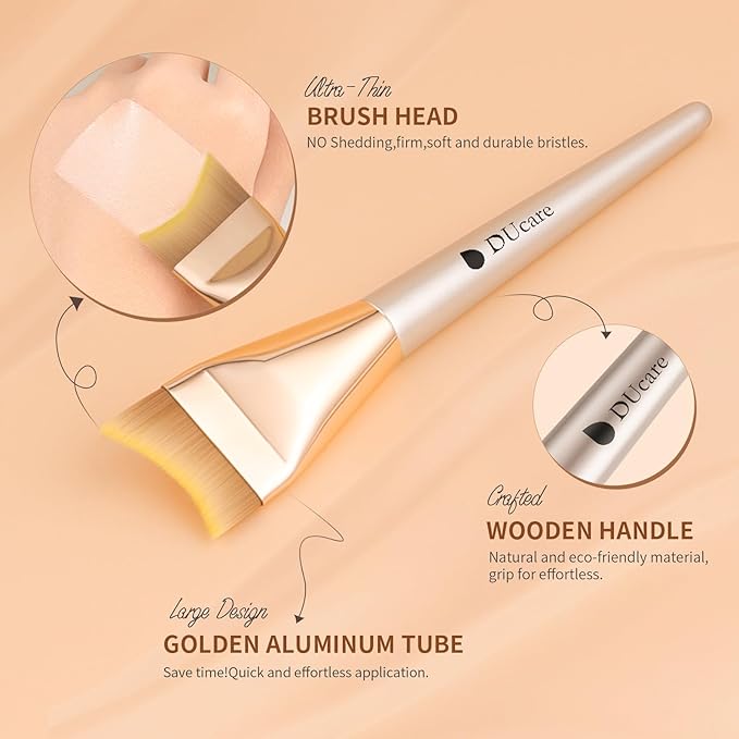 DUcare Flat Foundation Brush,Korean Makeup Brush Liquid Fish Tail Thin Makeup Face Brush for Blending, Cream,Foundation Brushes Makeup Tool for Seamless Application