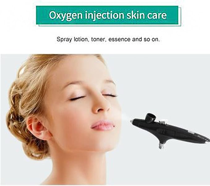 Respicefinem Oxygen Facial Airbrush Portable Makeup Skin Care Toner Nano Mist Sprayer Device Lady Gifts Black Set with Fine Atomization Non Slip Material Cordless Portable (Black)