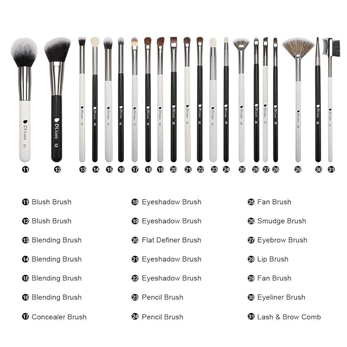 DUcare 31Pcs Pcs Pro Grade Makeup Brushes Set with Organizer Dense Ultra Soft Bristle Luxury Make up Brushes for Foundation,Face Blending Powder, Contour, Bronzer,Highlight, Concealer, Eyeshadow