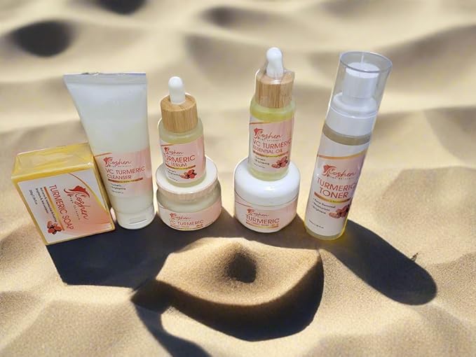 Goshen Turmeric Skincare Set, 7 Piece Complete Collection, Includes Soap, Cleanser, Serum, Essential Oil, Toner