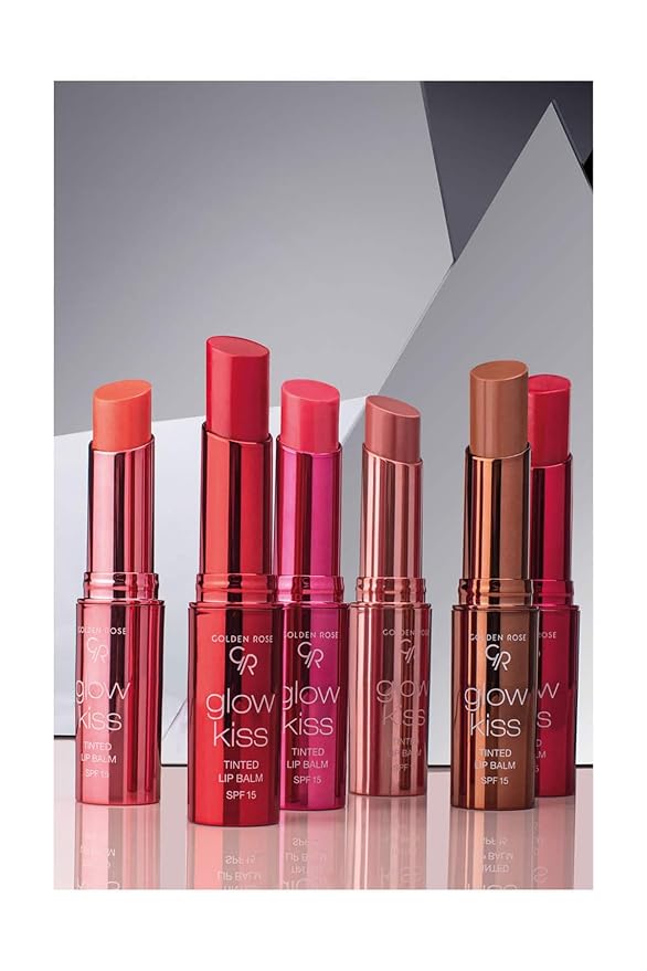 Golden Rose Cosmetics Glow Kiss Tinted Lip Balm with SPF15, Vegan Formula (Strawberry)